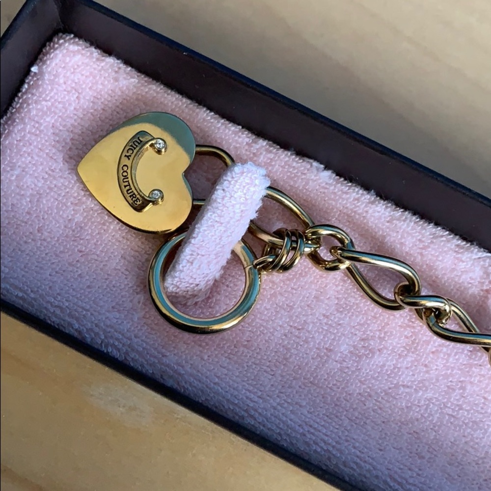 Juicy Couture Gold Heart Padlock Charm Bracelet